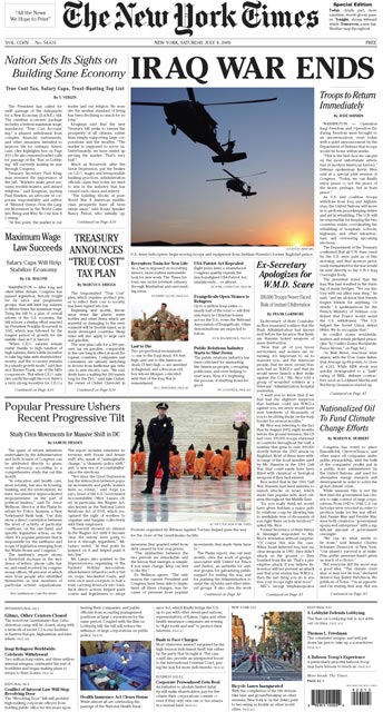 The New York Times fictional newspaper from July 4, 2009