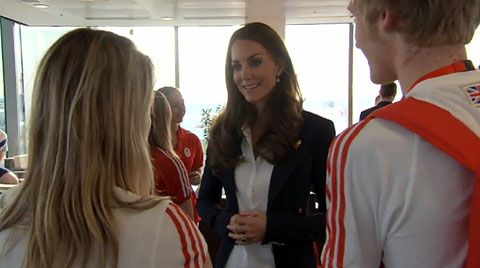 Duchess of Cambridge and Prince Harry visit Team GB House to congratulate medallists