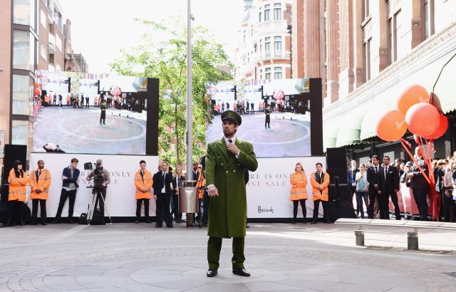 Harrods opens its 2013 summer sale with a “green man” dance
