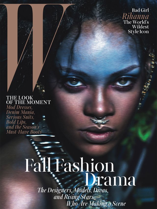 Rihanna on the cover of <i>W</i> September 2014, with unmissable Meadowlark Jewellery