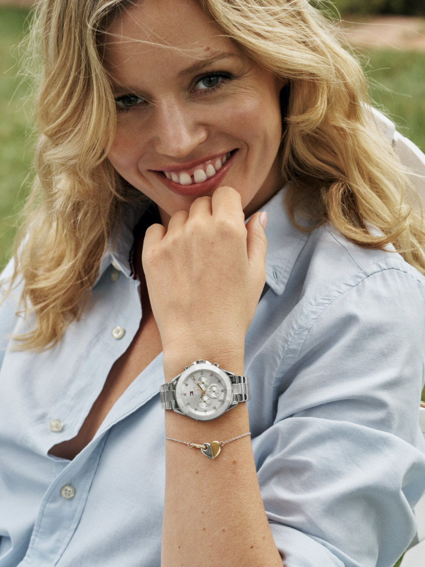 Georgia May Jagger models Tommy Hilﬁger spring ’24 watches and jewellery