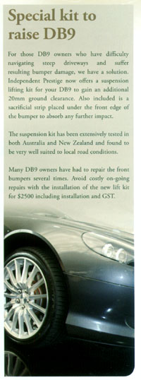 Aston Martin DB9 lift kit