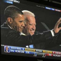 Barack Obama and Joe Biden on TV