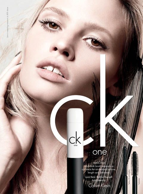 Calvin Klein CK One cosmetics ad, featuring Lara Stone