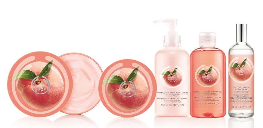 Fruity additions to the Body Shop: vineyard peach and early-harvest raspberry