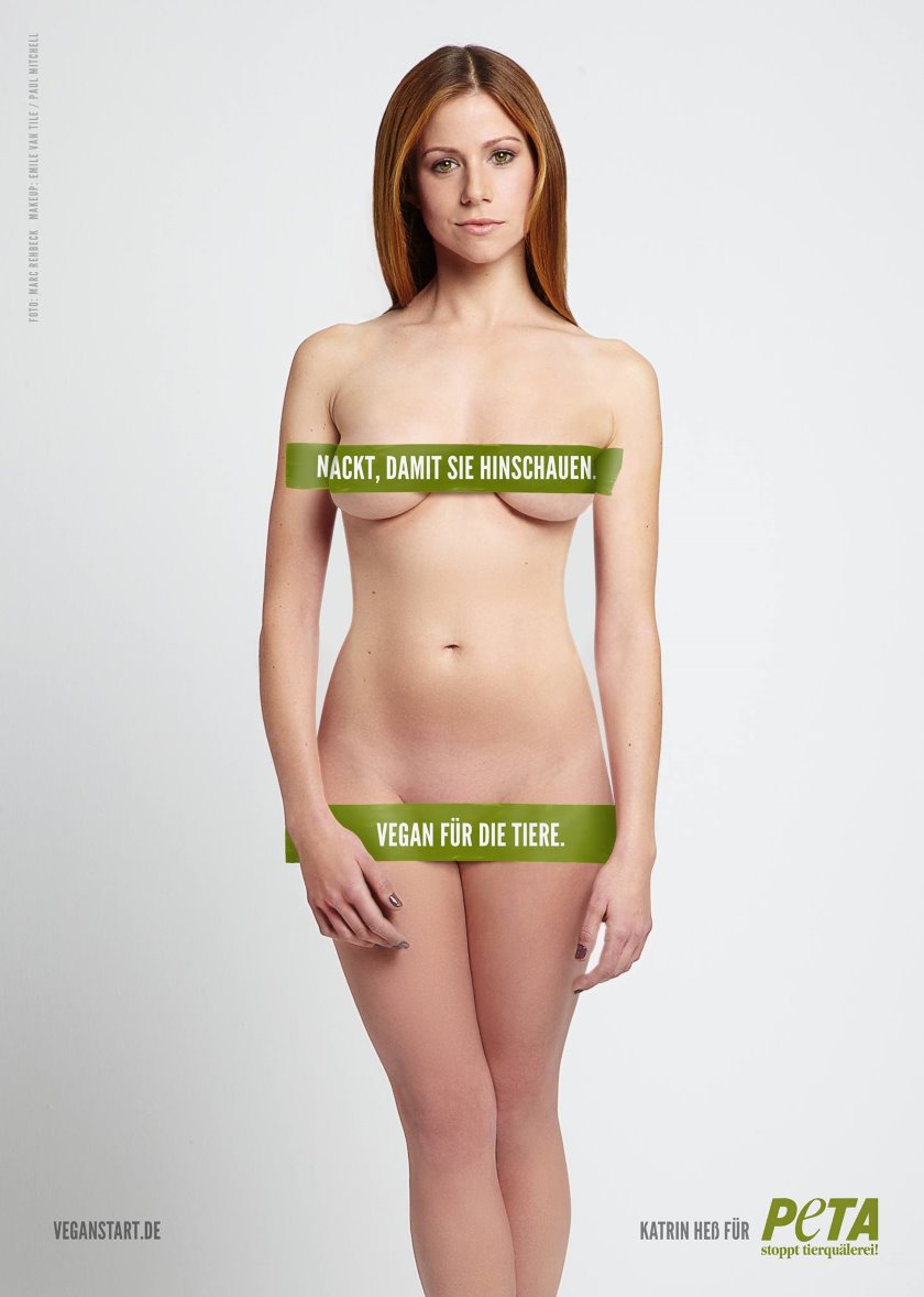 Actress Katrin Heß the latest to pose nude for PETA, promoting veganism