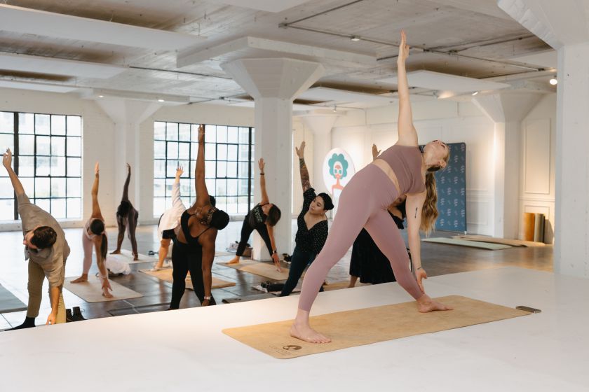 Participants doing yoga