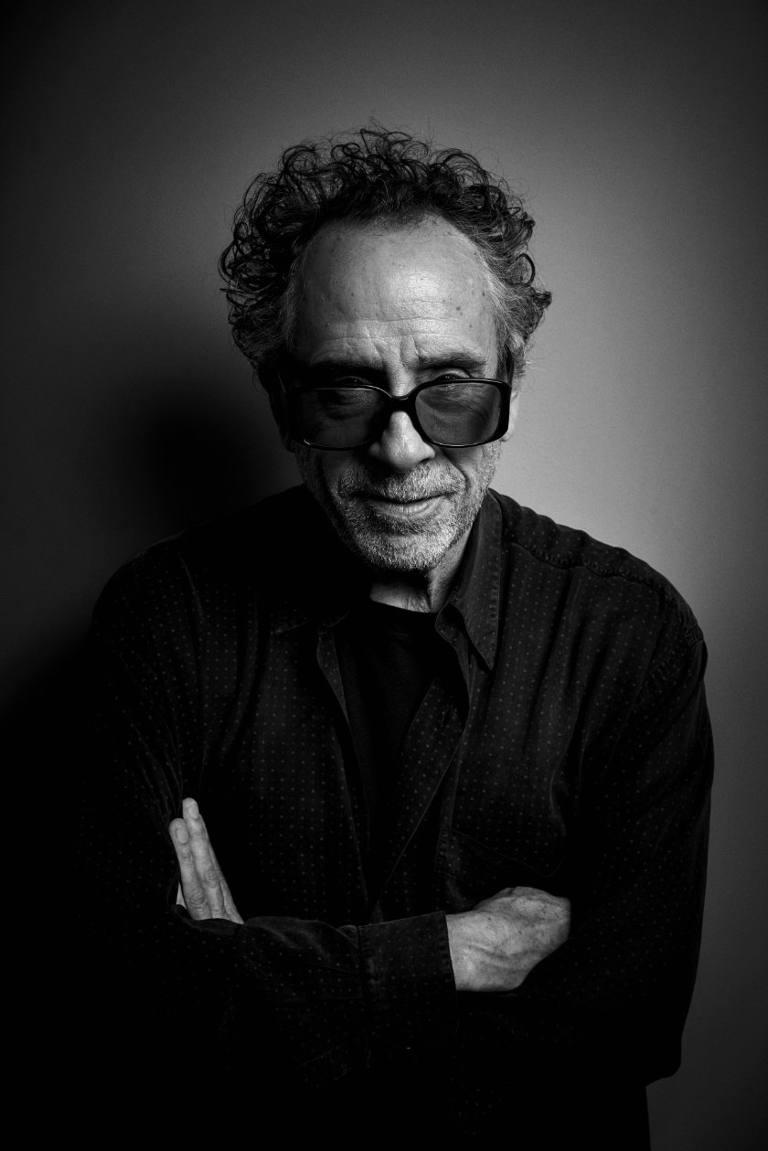 Black-and-white photo of Tim Burton