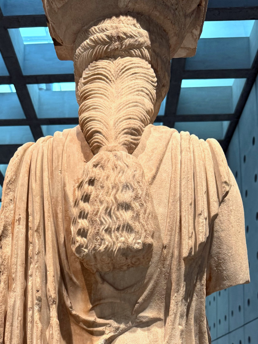 Braided tresses of caryatid, Acropolis Museum.