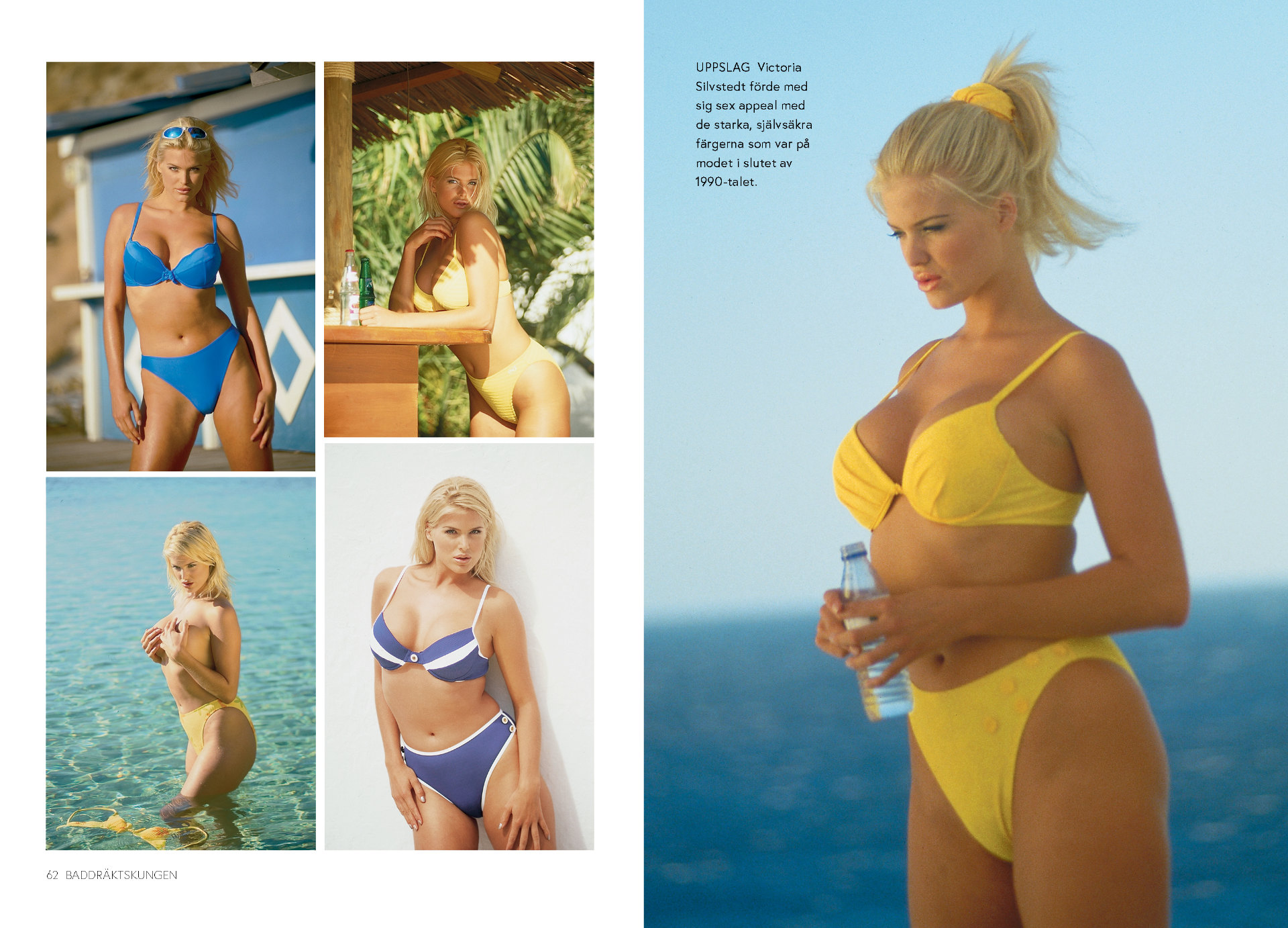 A spread from the new book, Lilla boken om Panos, showing Victoria Silvstedt modelling for Panos Emporio in the 1990s.