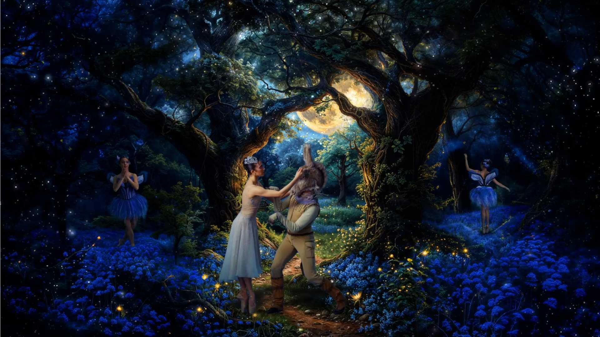 Promotional image for the Royal New Zealand Ballet's A Midsummer Night's Dream for the 2024 Ryman Healthcare season.